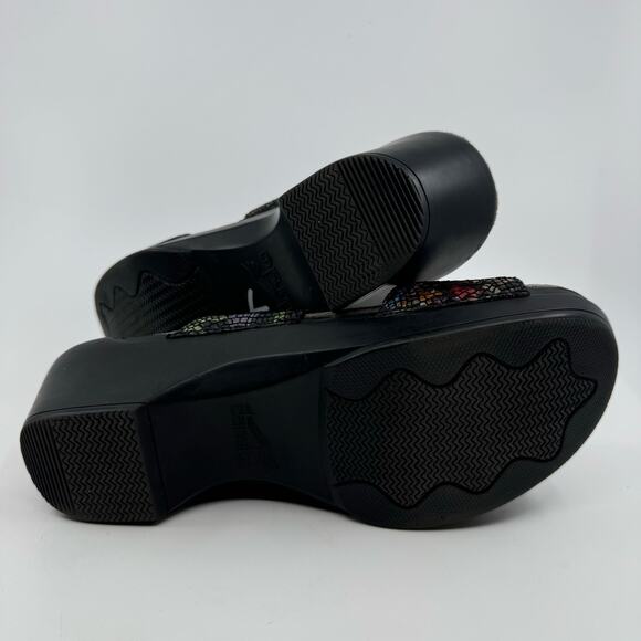 Dansko Sophie Mosaic Slide Wedge Sandals Black Leather Buckle Womens Size EU 39 - Picture 2 of 8